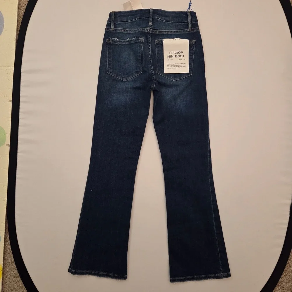 FRAME Le Crop Mini Boot Jeans Terre Dark Wash Mid Rise Cropped Flare LCMB778 24‎